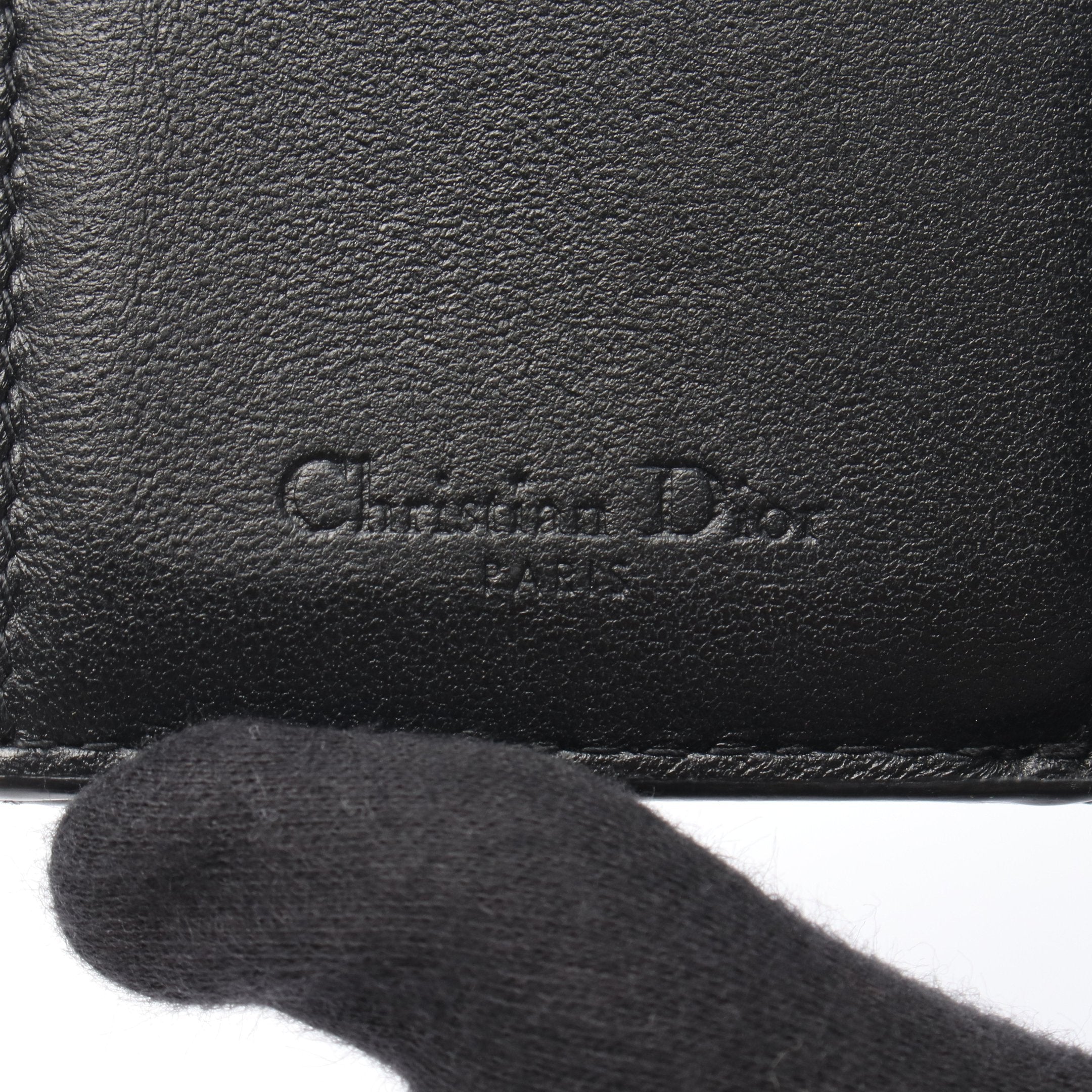 LADY DIOR Lotus wallet Trifold long wallet Leather Black – BRAND