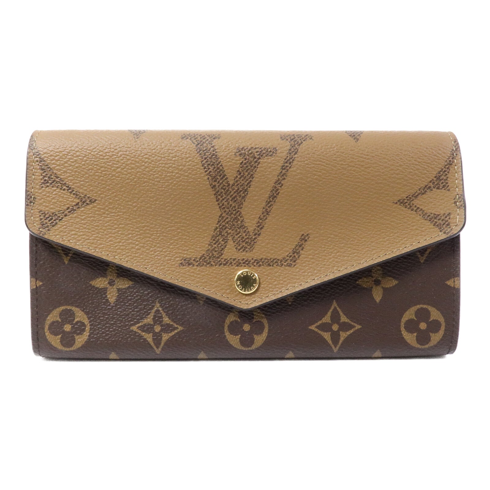 Louis Vuitton パース ブラウン LOUIS VUITTON LV GHW Sarah Long Wallet M80726 Mono Reverse Giant
