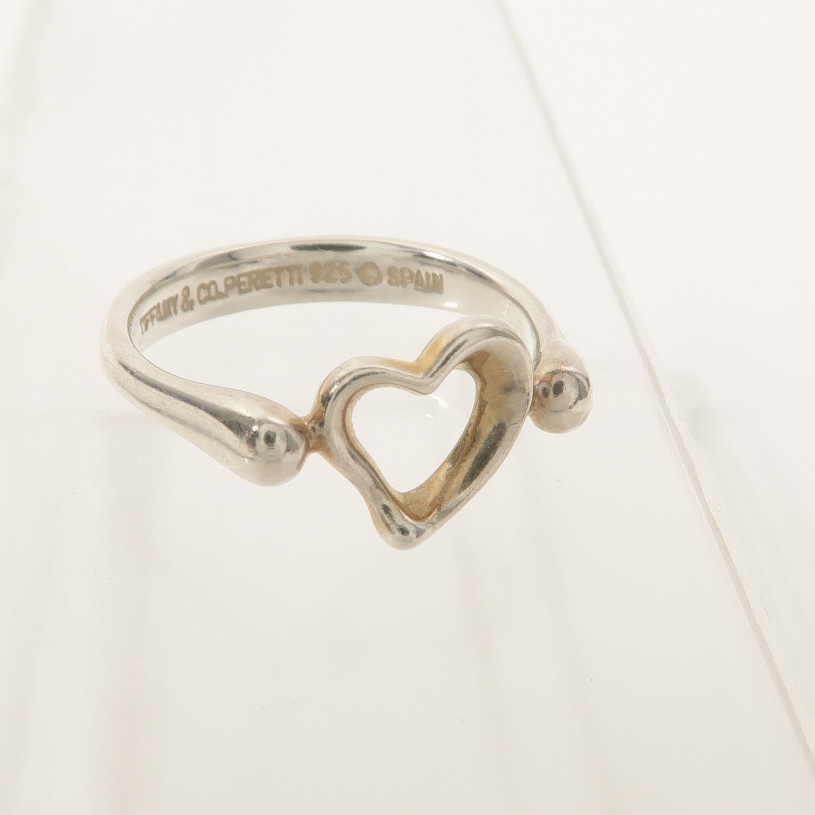 TIFFANY & CO. Elsa Peretti Open Heart Ring 925 Sterling Silver