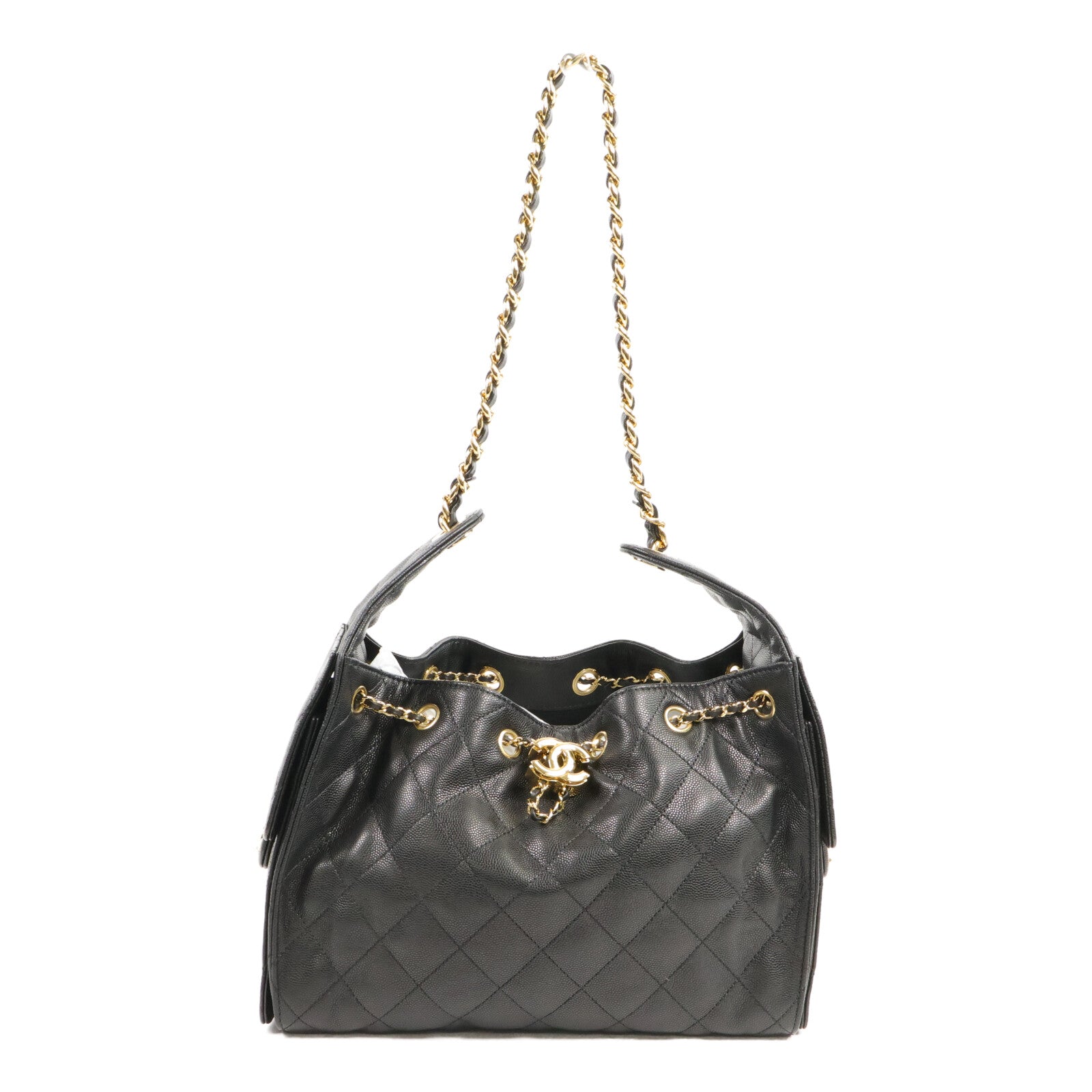 CHANEL CC GHW C25 Small Chain Hand Bag AS5293 Calfskin Leather
