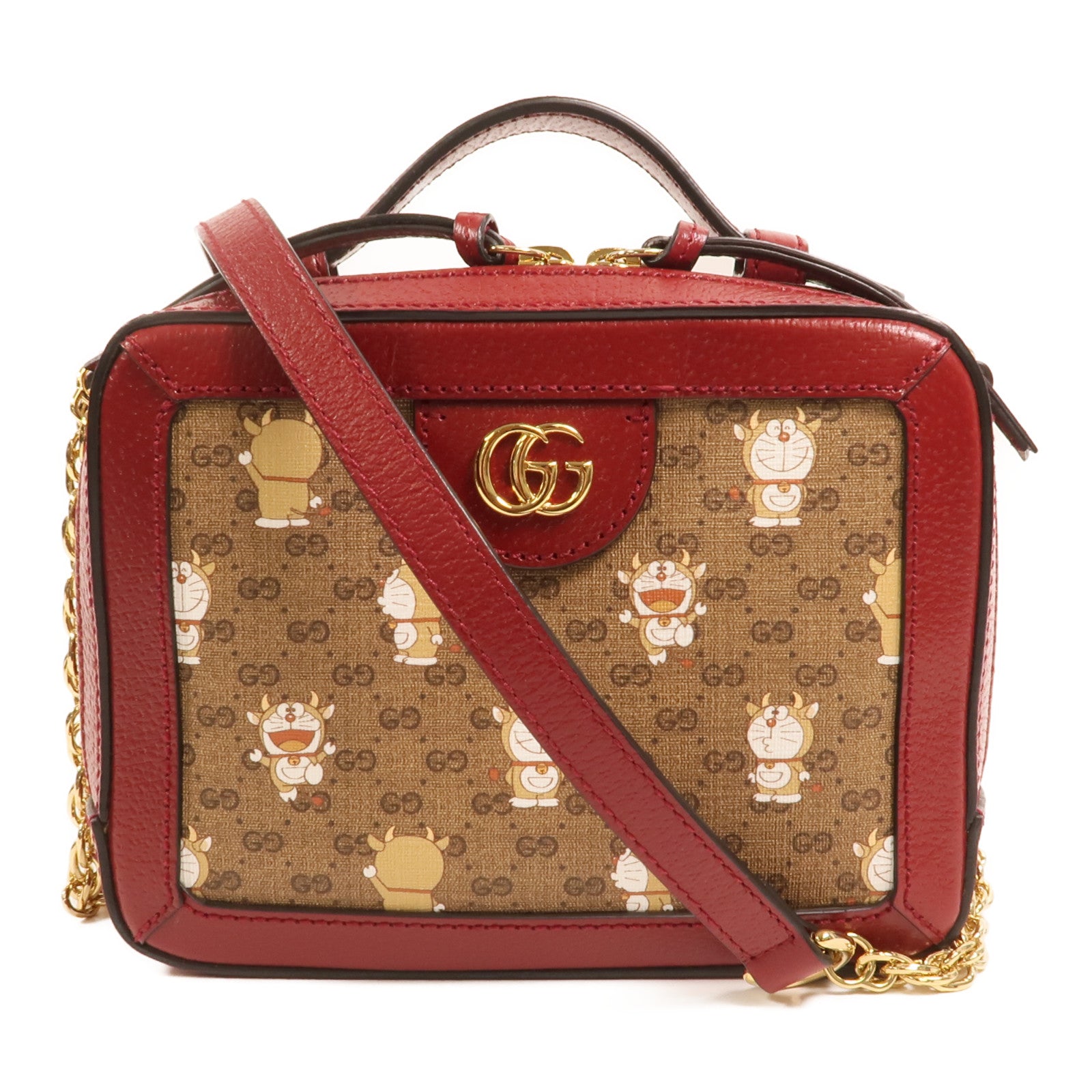 GUCCI GG GHW Doraemon Micro GG Supreme 2 Way Shoulder Bag Coated