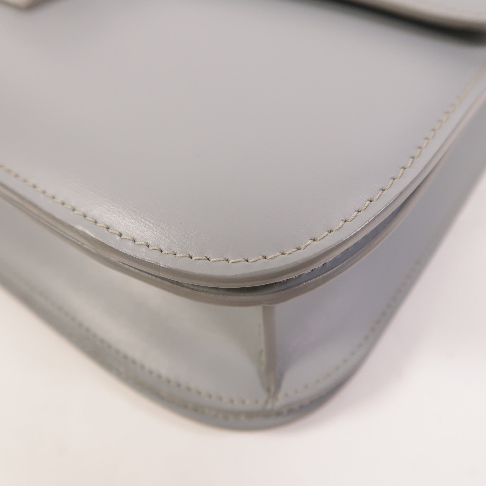 CELINE SHW Classic Box Shoulder Bag Calfskin Leather Grayish Blue