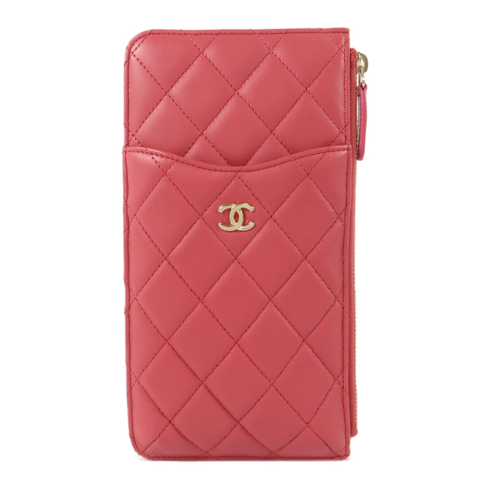 CHANEL CC GHW Classic Phone Pouch With Zipper AP1652 Lambskin