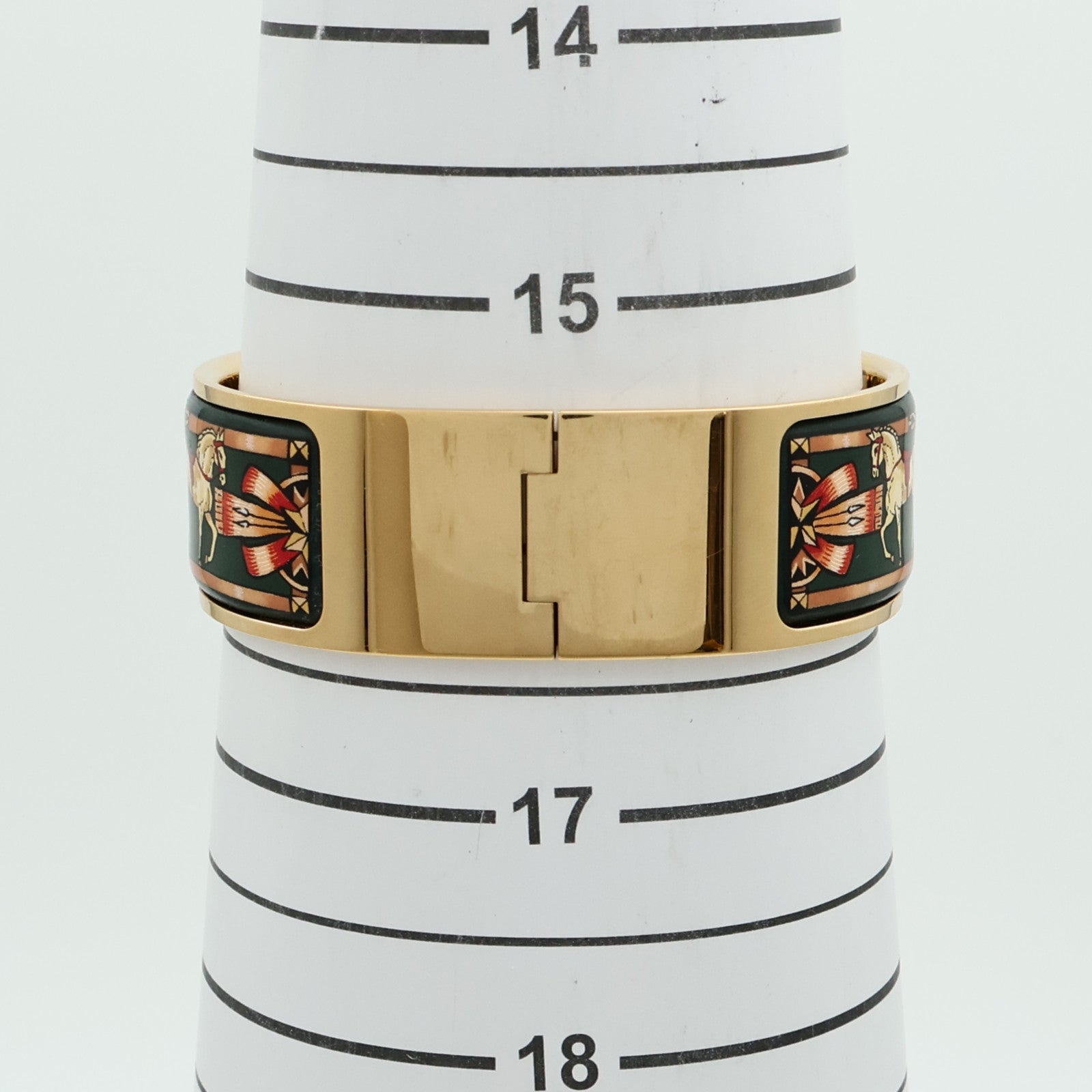HERMES Loquet Green Quartz Watch L01.201 Gold Plated/Enamel Gold